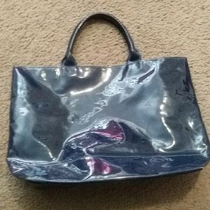 Large Shiny Blue Tote